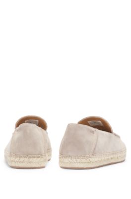 Suede espadrilles with monogrammed vamp, Beige
