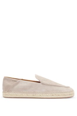 Suede espadrilles with monogrammed vamp, Beige