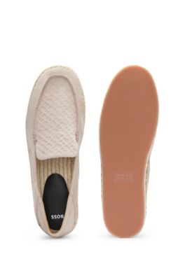 Suede espadrilles with monogrammed vamp, Beige