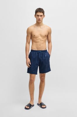 Italian-made slides with monogram strap, Dark Blue