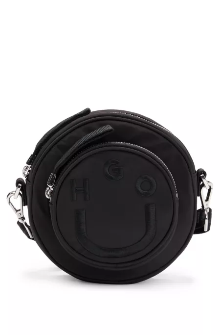 Circular crossbody bag with Happy HUGO logo