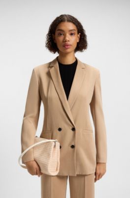 Bolso bandolera con efecto de rafia y correa con logo en los detalles met&aacute;licos, Blanco