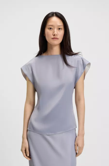 Slim-fit blouse with draped neckline