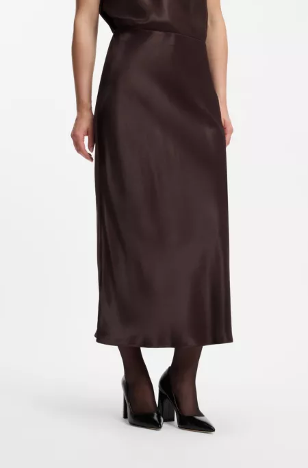 Midi-length A-line skirt in lustrous fabric