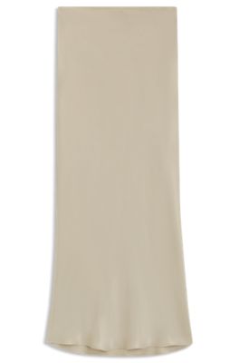 Falda maxi regular fit de sat&eacute;n, Beige claro