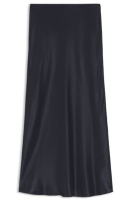 Midi-length A-line skirt in lustrous fabric, Dark Blue