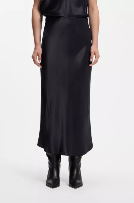 Midi-length A-line skirt in lustrous fabric
