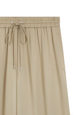 Pantalon Relaxed tr&egrave;s long en satin, Beige clair