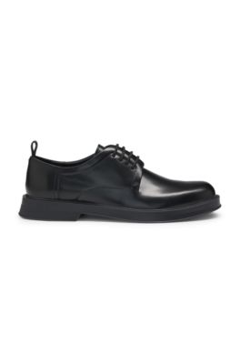 Zapatos Derby en piel cepillada, Negro