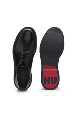 Zapatos Derby en piel cepillada, Negro