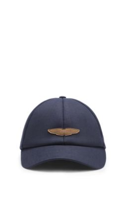 BOSS x ASTON MARTIN cap in linen with logo patch, Dark Blue