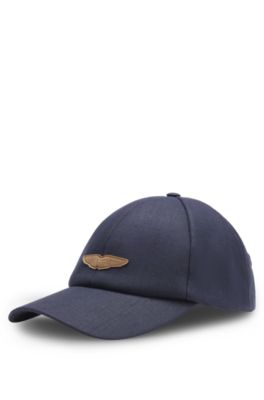 Gorra BOSS x ASTON MARTIN de lino con parche de logo, Azul oscuro