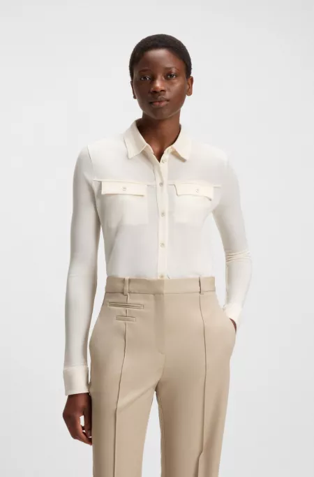 Slim-fit blouse in matte jersey