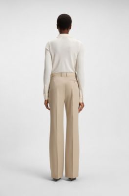 Blusa slim fit en punto mate, Blanco