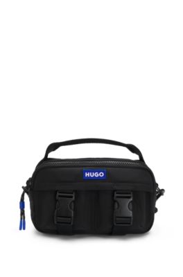 Reporter bag with blue logo label, Black