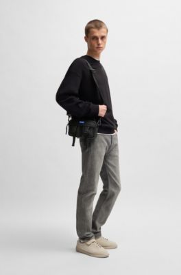 Reporter bag with blue logo label, Black