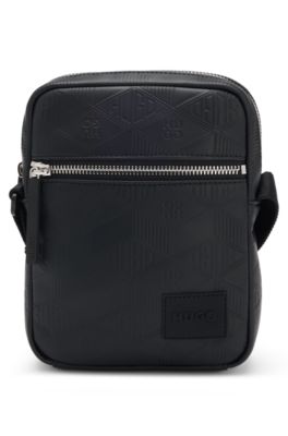 HUGO - Faux-leather reporter bag with stacked and geometric