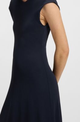 Seam-detail dress in matte jersey, Dark Blue
