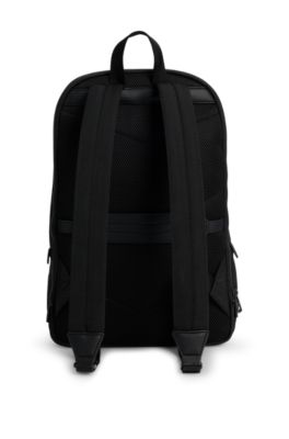 Zipped backpack in twill with smart sleeve, Black