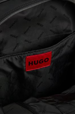 Zipped backpack in twill with smart sleeve, Black