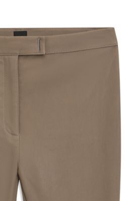Leather leggings with logo-hook closure, Light Brown