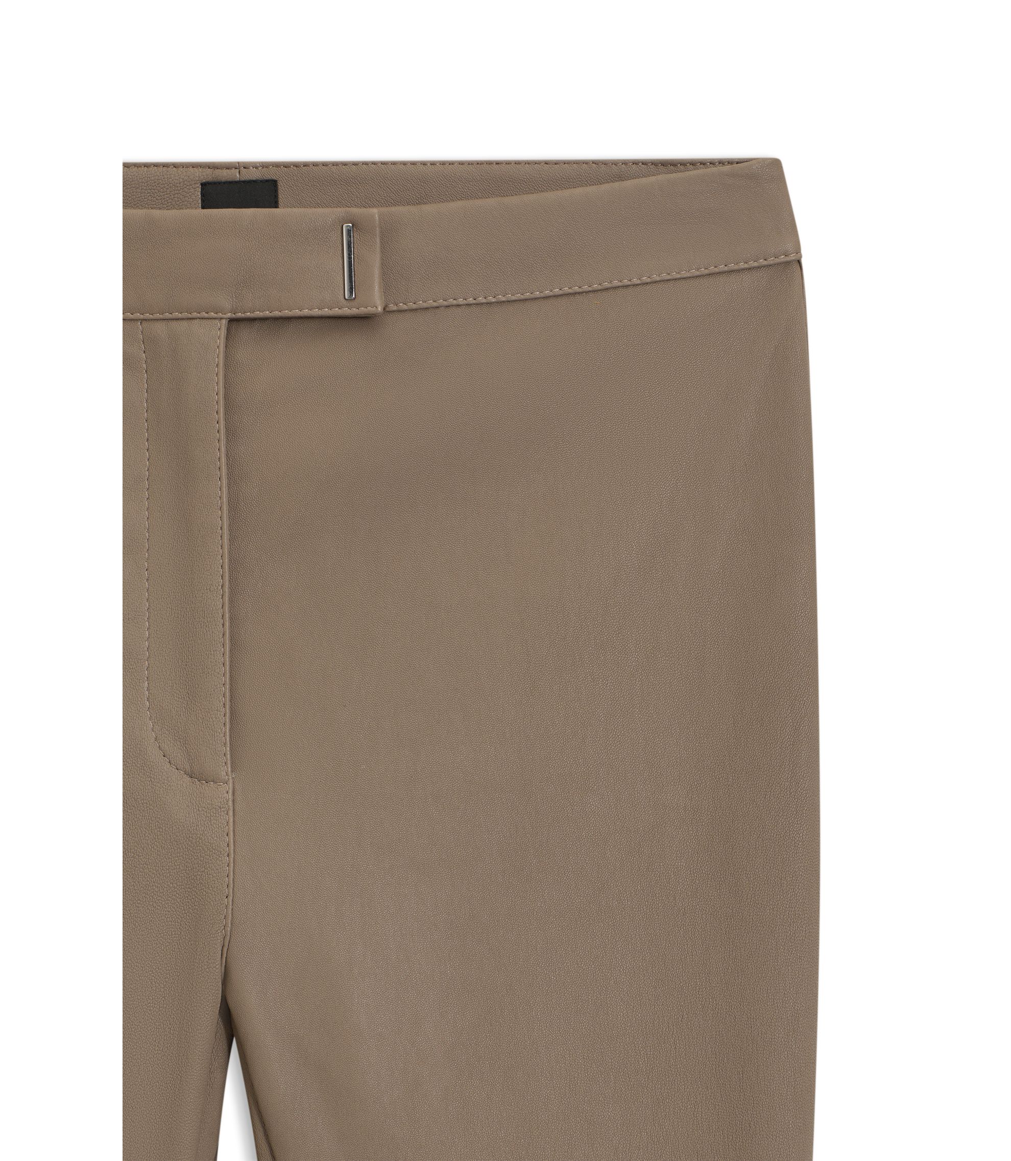 BOSS - Leather leggings with logo-hook closure - Light Brown