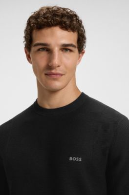 Logo-detail sweater with rib knit, Black