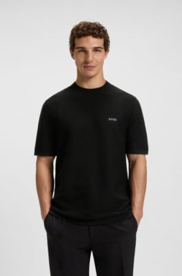 Jersey de punto de canal&eacute; con detalle de logo, Negro