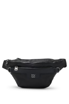 HUGO - Twill belt bag with metallic stacked logo - Black