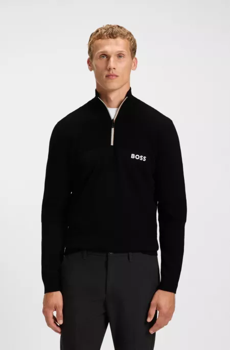 Water-repellent zip-neck sweater in a cotton blend