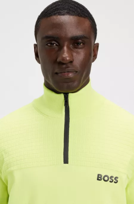 Water-repellent zip-neck sweater in a cotton blend