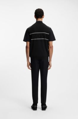 Jersey sin mangas de algod&oacute;n con cuello con cremallera, Negro