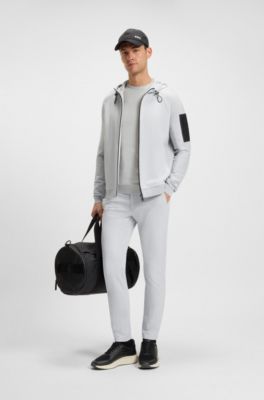 Hybrid jacket with comfort-stretch knit, Light Grey