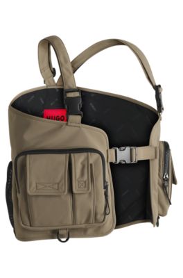 Vest-style backpack with multiple pockets, Brown