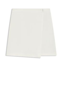 Wrap-front mini skirt in crepe, White