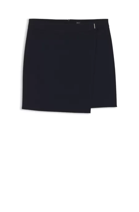 Wrap-front mini skirt in crepe
