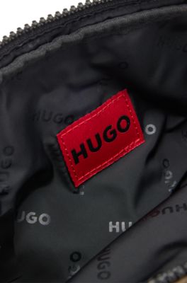 Multi-pocket crossbody bag with contrast branding, Brown