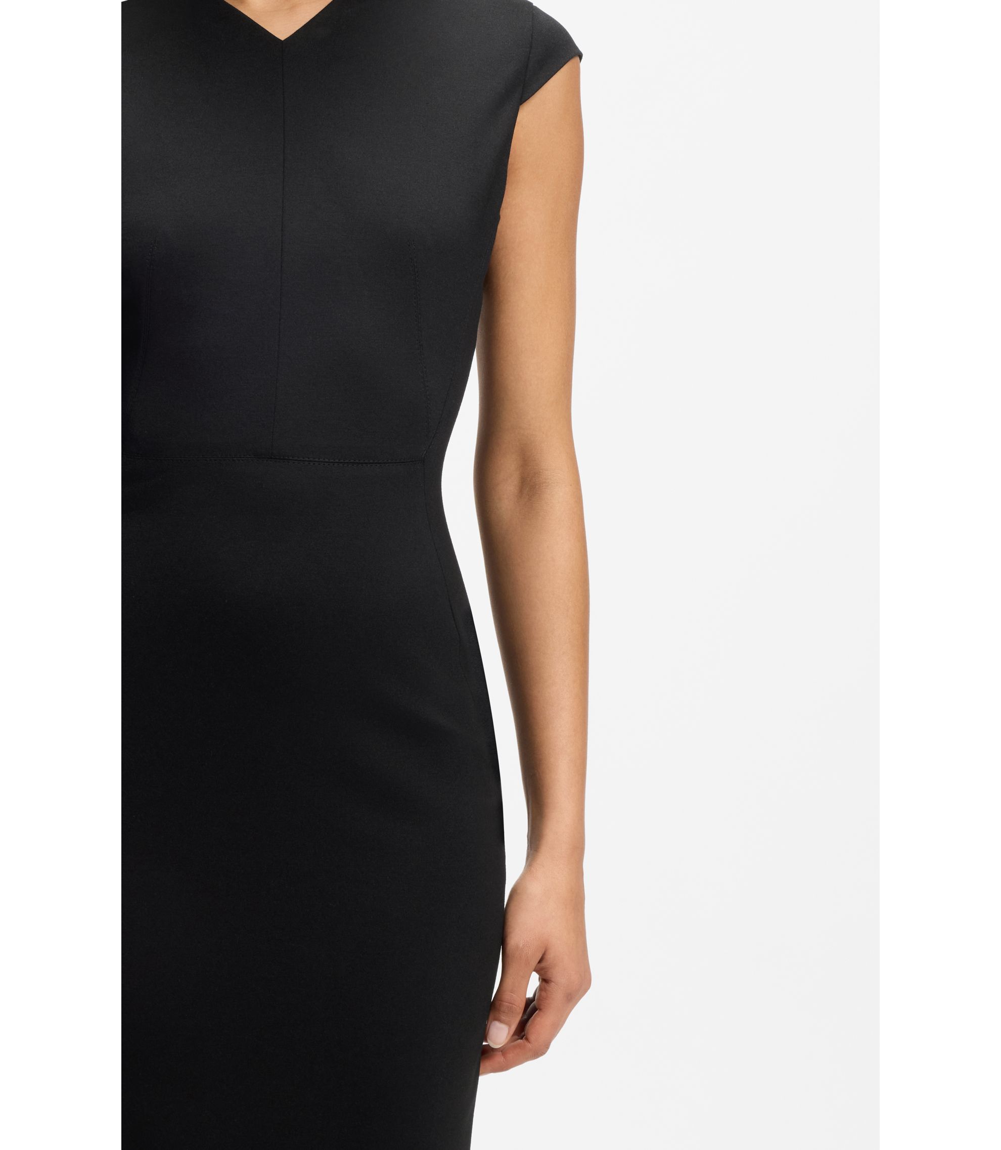 BOSS - Stretch-fabric dress with cap sleeves - Black