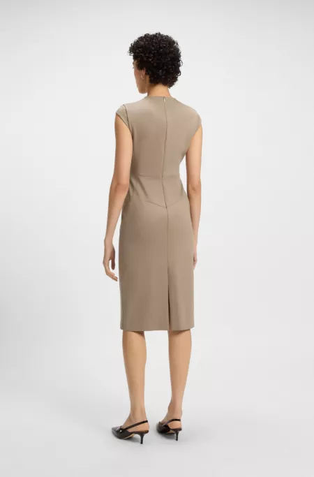 Stretch-fabric dress with cap sleeves