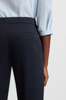 Chinos tapered fit de raso de algod&oacute;n el&aacute;stico, Azul oscuro