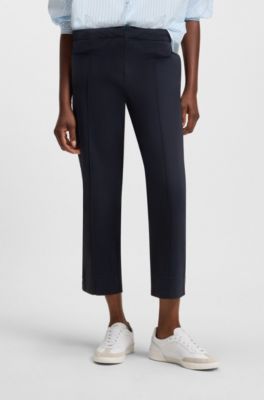 Chinos tapered fit de raso de algod&oacute;n el&aacute;stico, Azul oscuro