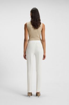Pantalones slim fit con aberturas en los dobladillos, Blanco