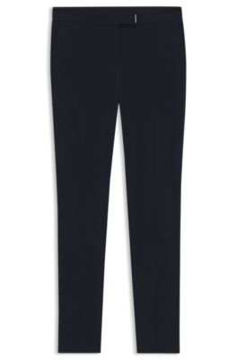 Slim-fit trousers with hem slits, Dark Blue