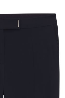 Slim-fit trousers with hem slits, Dark Blue