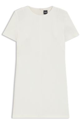 Vestido recto en crep&eacute; suave, Blanco