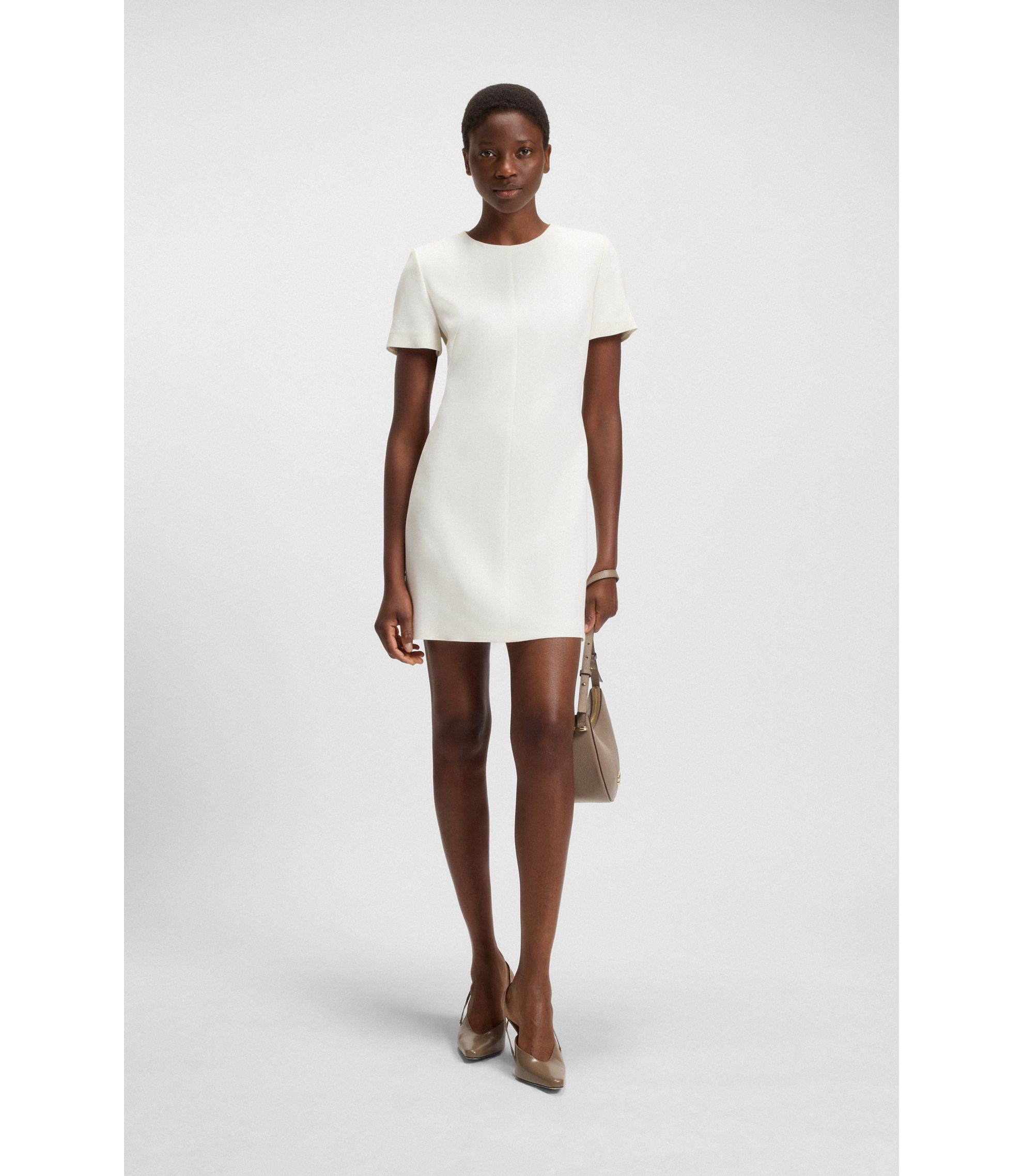 BOSS - Shift dress in soft crepe - White