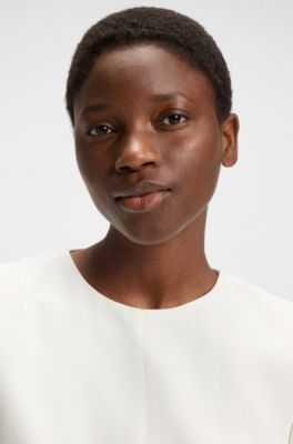 Vestido recto en crep&eacute; suave, Blanco