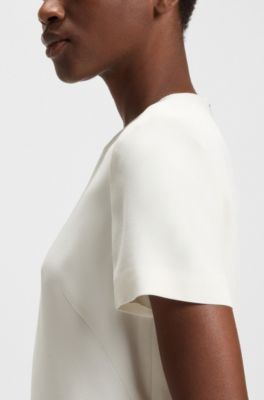 Vestido recto en crep&eacute; suave, Blanco
