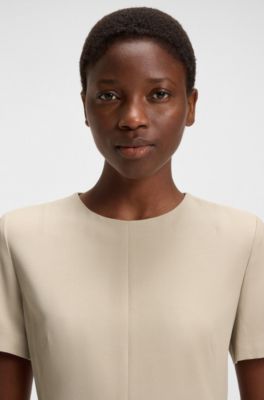 Shift dress in soft crepe, Light Beige