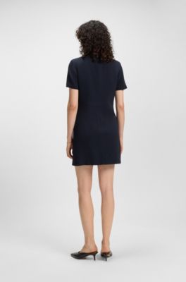 Vestido recto en crep&eacute; suave, Azul oscuro